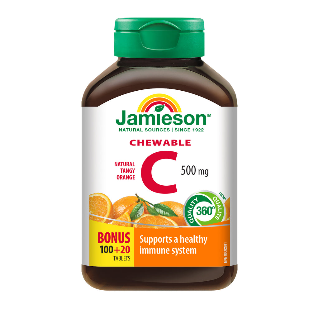 Jamieson Vitamin C Chewable Tablets, Tangy Orange 500mg 100+20 - DrugSmart Pharmacy